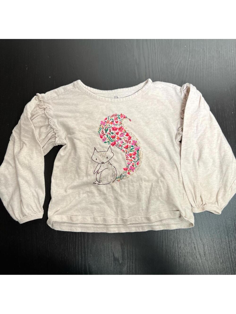 GAP Cream and Pink Long Sleeve Tee with Vibrant Graphic